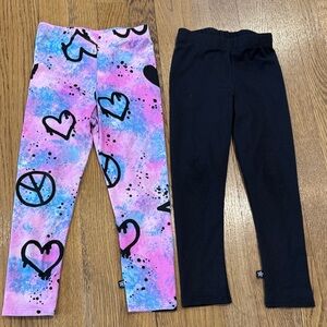 Pixielane Kids Colorful Heart and Black Leggings Set 3T LIKE NEW